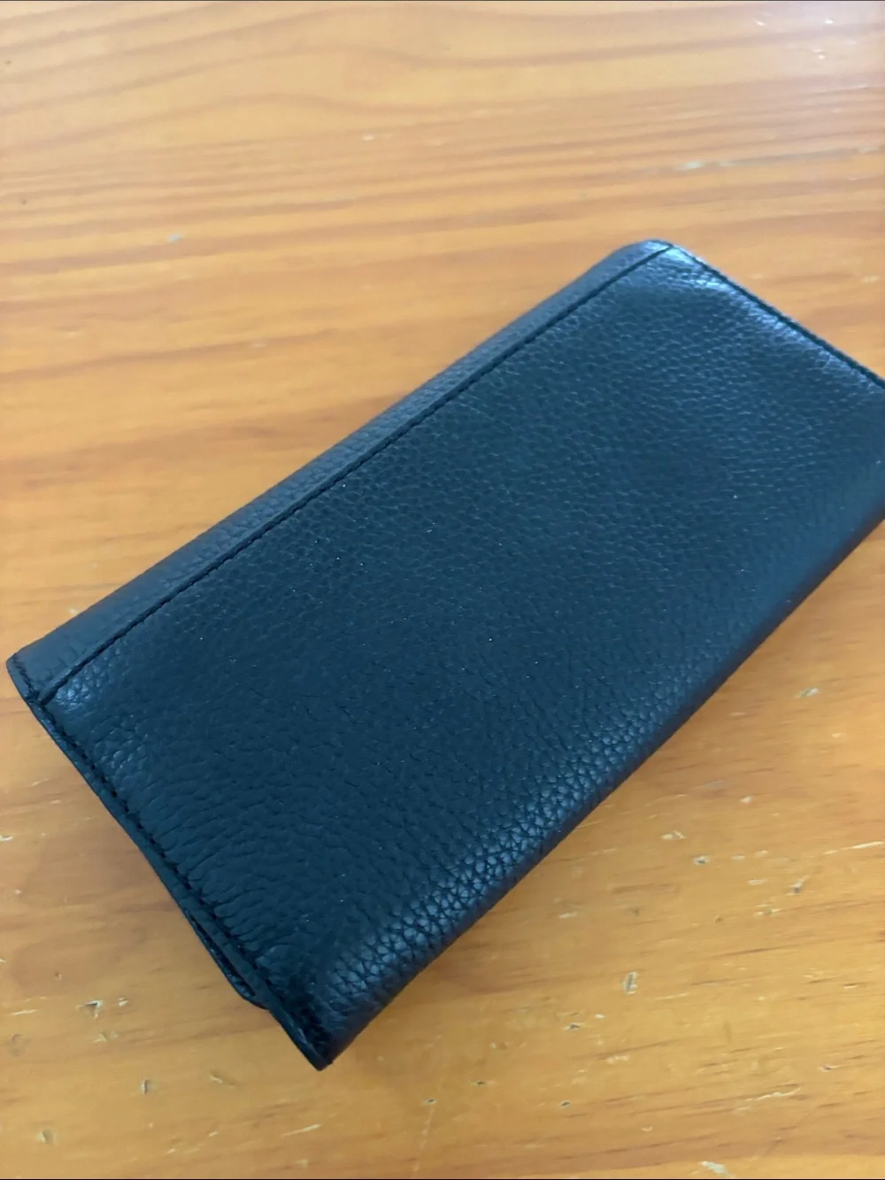 Michael Kors Black Pebbled Leather Logo Continental Wallet with Gold Hardware